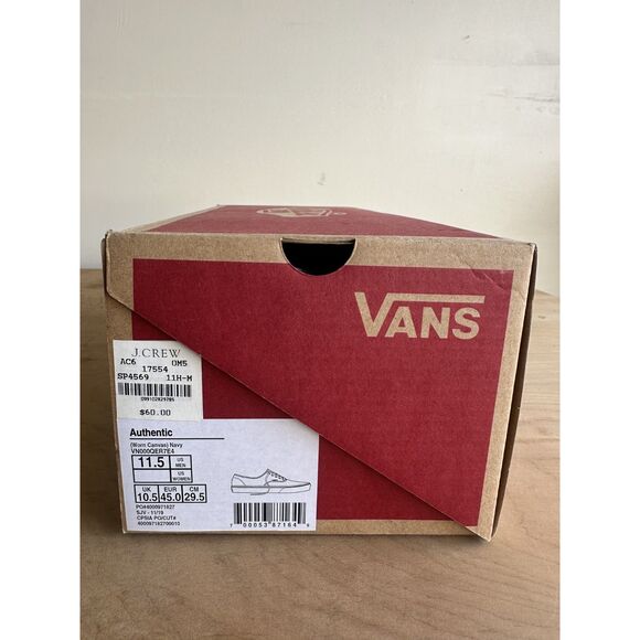 NWT 2021 Vans x J.Crew Authentic Worn Navy Canvas Sneakers Men’s 11.5 Shoes main image 13